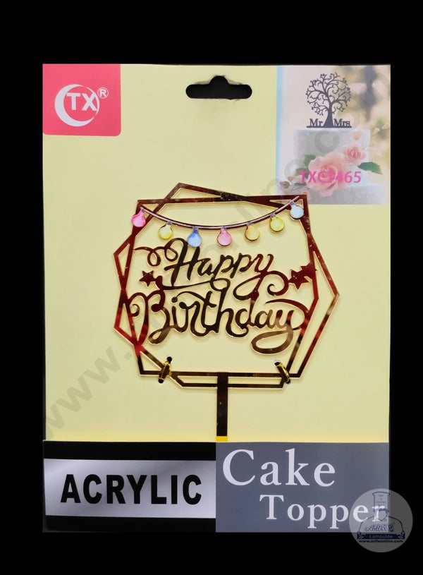 Cake Decor Imported Mirror Acrylic Cake Topper - Happy Birthday Lights (SBMT-5030)