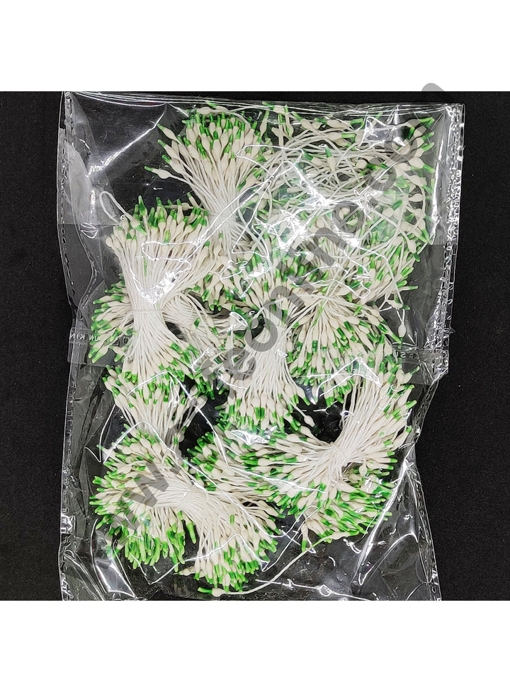 Cake Decor Light Green White Dual Color Small Thread Pollen Pack of 10 Bunches for Flower Making