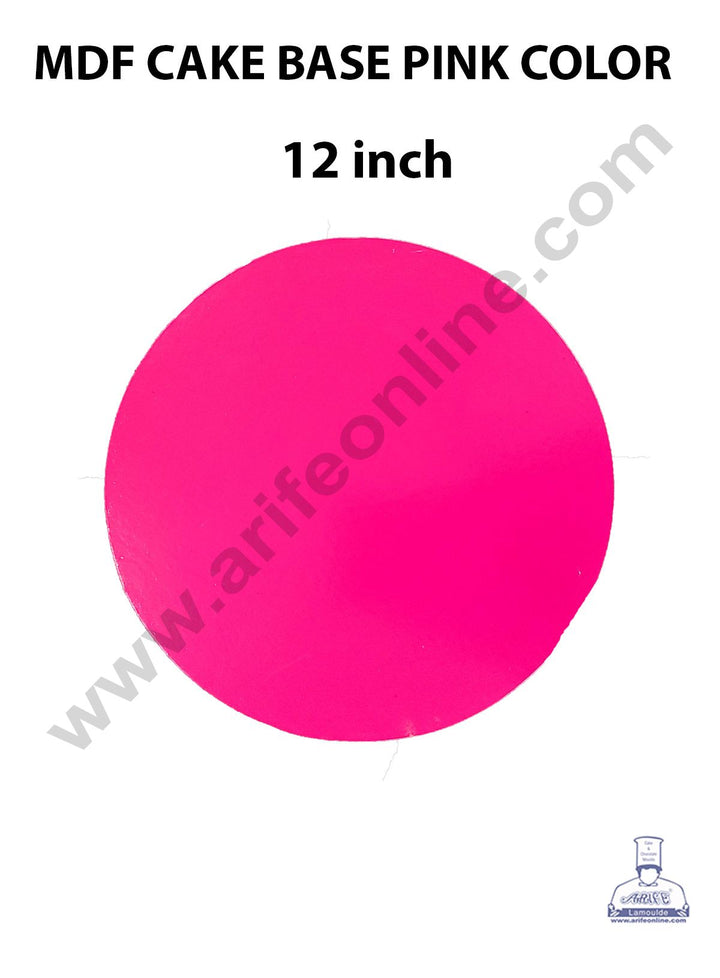 Cake Decor MDF Cake Base 10 Pieces Round - Pink Color - 12 inch