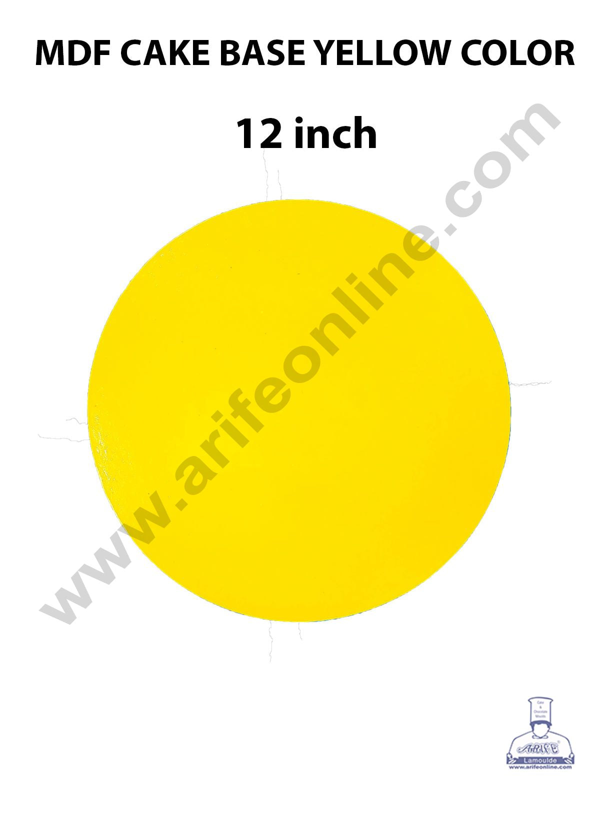 Cake Decor MDF Cake Base 10 Pieces Round - Yellow Color - 12 inch ...