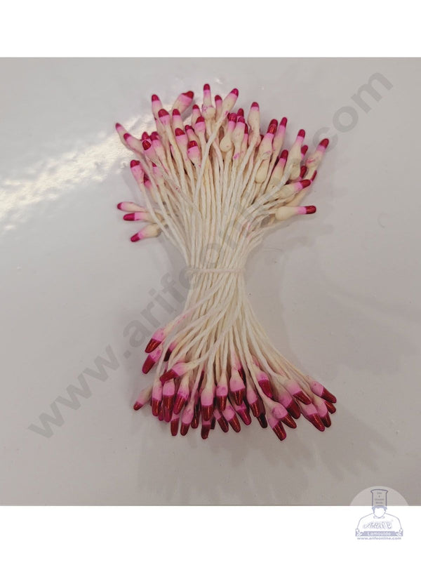 Cake Decor Magenta White Dual Color Small Thread Pollen Pack of 10 Bunches for Flower Making