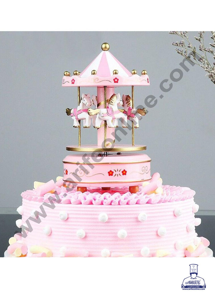 Cake Decor Merry-Go-Round Carousel Music Box - Pink