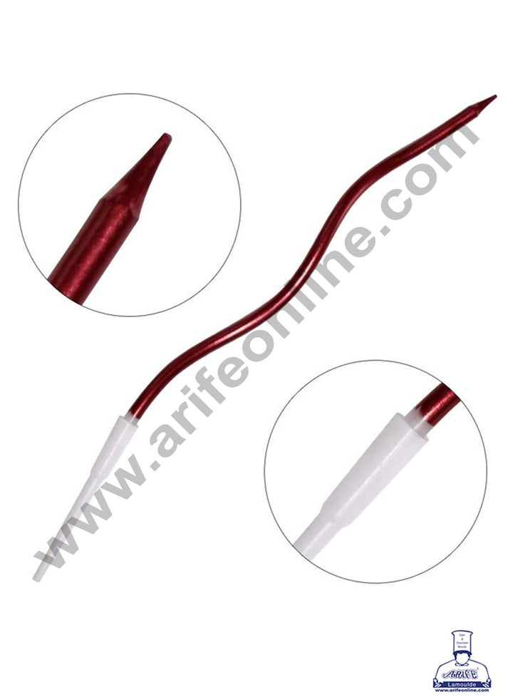 Cake Decor Metallic Long Twisty Candles with Stand for Party Decoration for Cake and Cupcake - Red ( Set of 6 Pc )