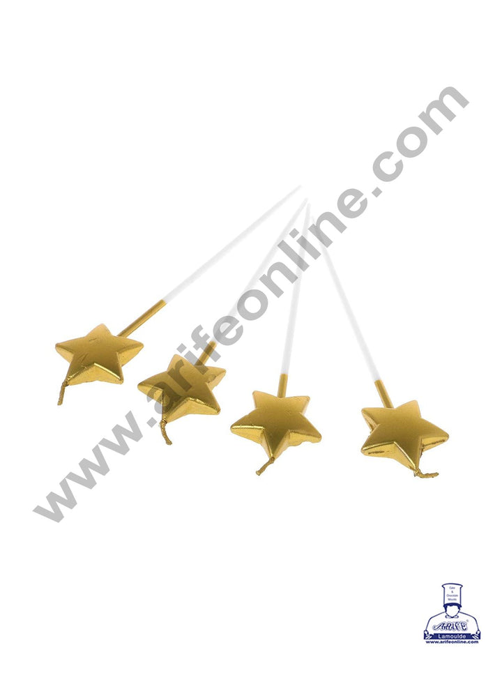 Cake Decor Metallic Star Shape Candles for Party Decoration for Cake and Cupcake - Golden ( Set of 4 Pc )