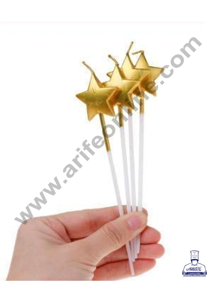 Cake Decor Metallic Star Shape Candles for Party Decoration for Cake and Cupcake - Golden ( Set of 4 Pc )
