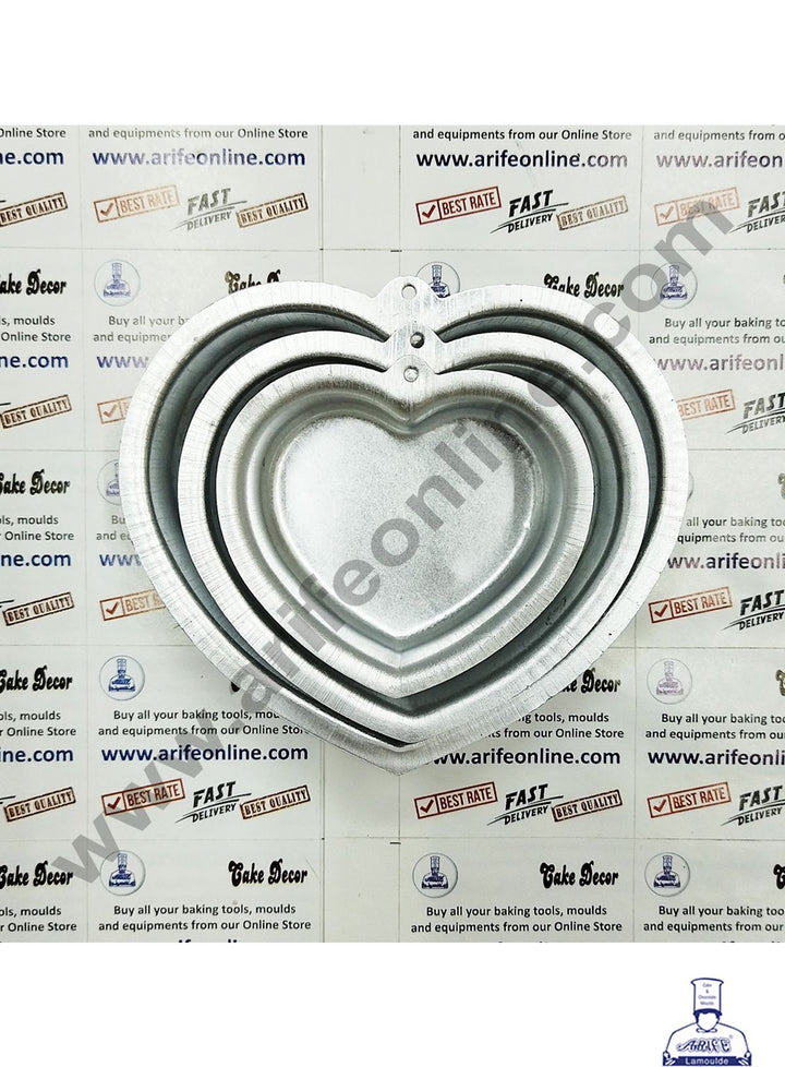 Cake Decor Mini Heart Shape Aluminum 3 in 1 Cake Mould ( Set of 3 )