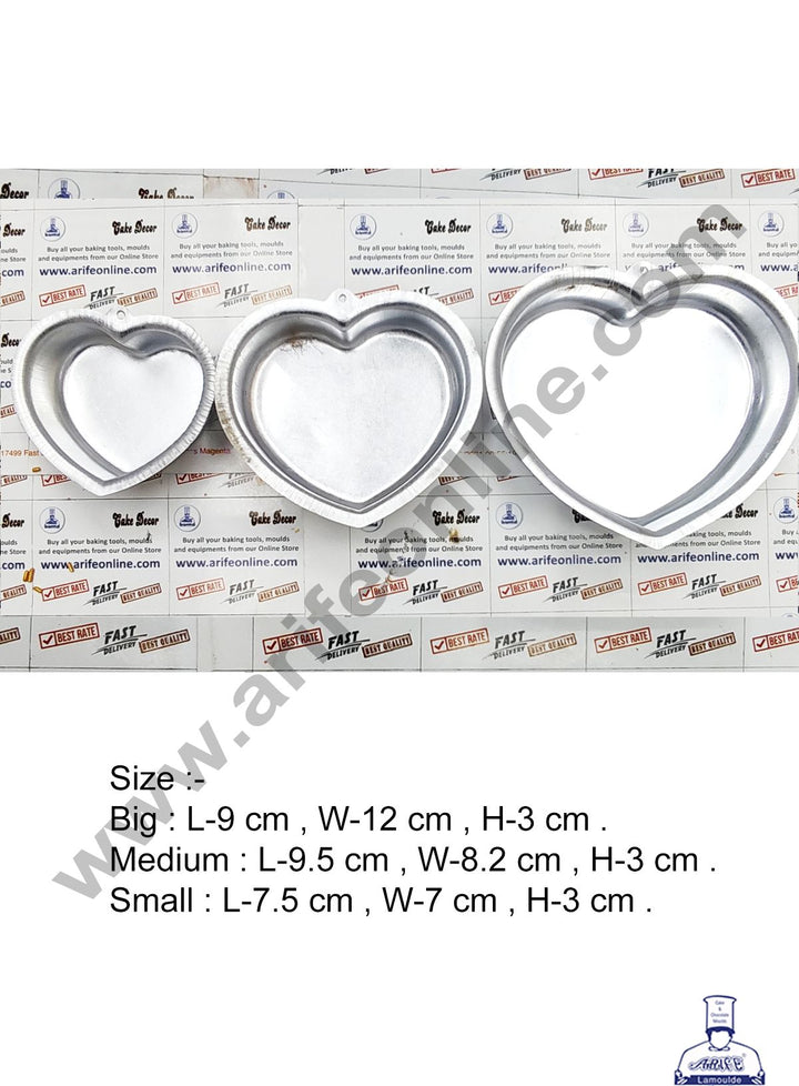 Cake Decor Mini Heart Shape Aluminum 3 in 1 Cake Mould ( Set of 3 )