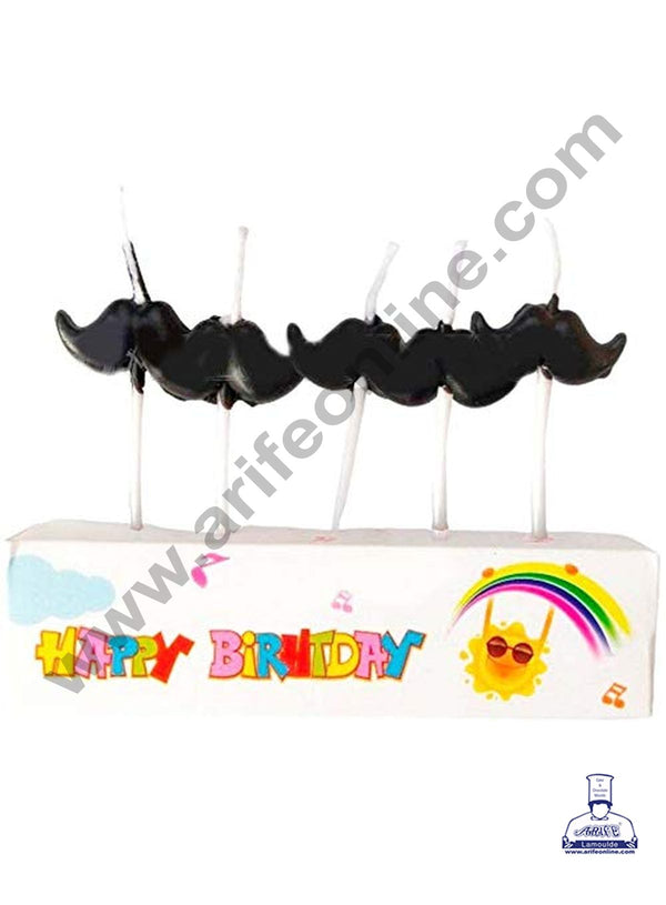 Cake Decor Mustache Shape Candle for Party Decoration for Cake and Cupcake - Black - Set of 5 Pc