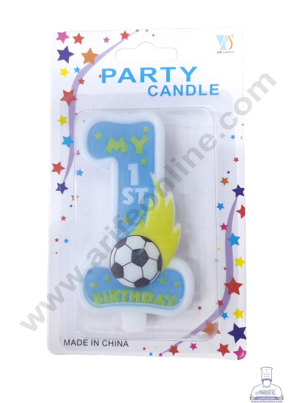 Cake Decor My 1st Birthday Candle Football Theme for Birthday Party Decoration for Cake and Cupcake – Blue ( Set of 1 Pc )