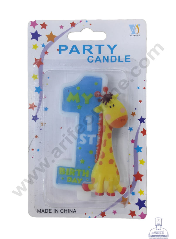 Cake Decor My 1st Birthday Candle Giraffe Theme for Birthday Party Decoration for Cake and Cupcake – Blue ( Set of 1 Pc )