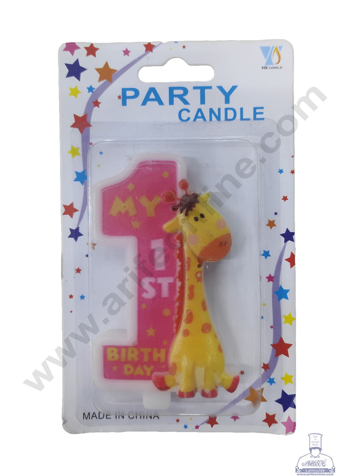 Cake Decor My 1st Birthday Candle Giraffe Theme for Birthday Party Decoration for Cake and Cupcake – Pink ( Set of 1 Pc )