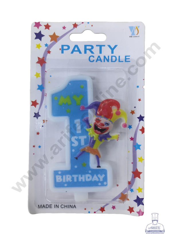 Cake Decor My 1st Birthday Candle Joker Theme for Birthday Party Decoration for Cake and Cupcake – Blue ( Set of 1 Pc )