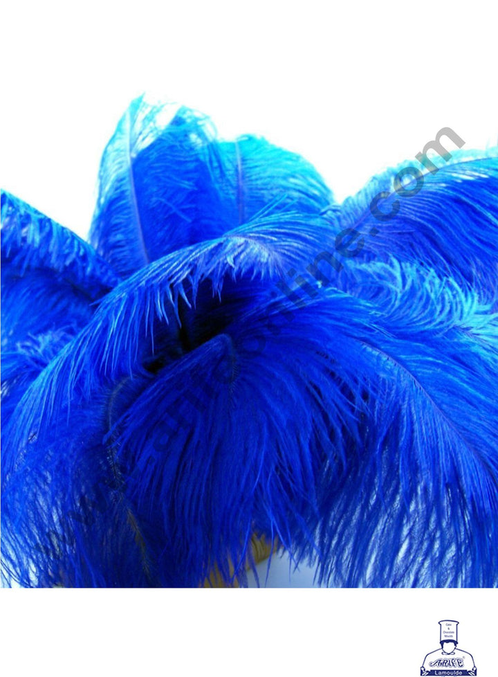 Cake Decor Ostrich Feather Topper For Cake Decorations - Blue ( 1 pc Pack )