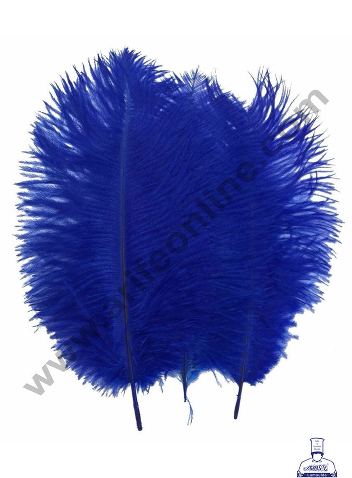 Cake Decor Ostrich Feather Topper For Cake Decorations - Blue ( 1 pc Pack )