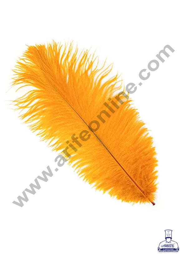 Cake Decor Ostrich Feather Topper For Cake Decorations - Yellow ( 1 pc Pack )