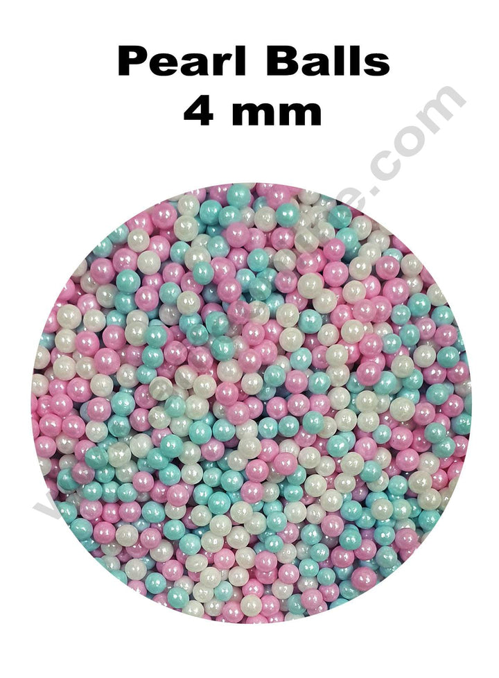 Cake Decor Sugar Candy - Candy Balls Pearl Balls Pink Blue White 4 mm