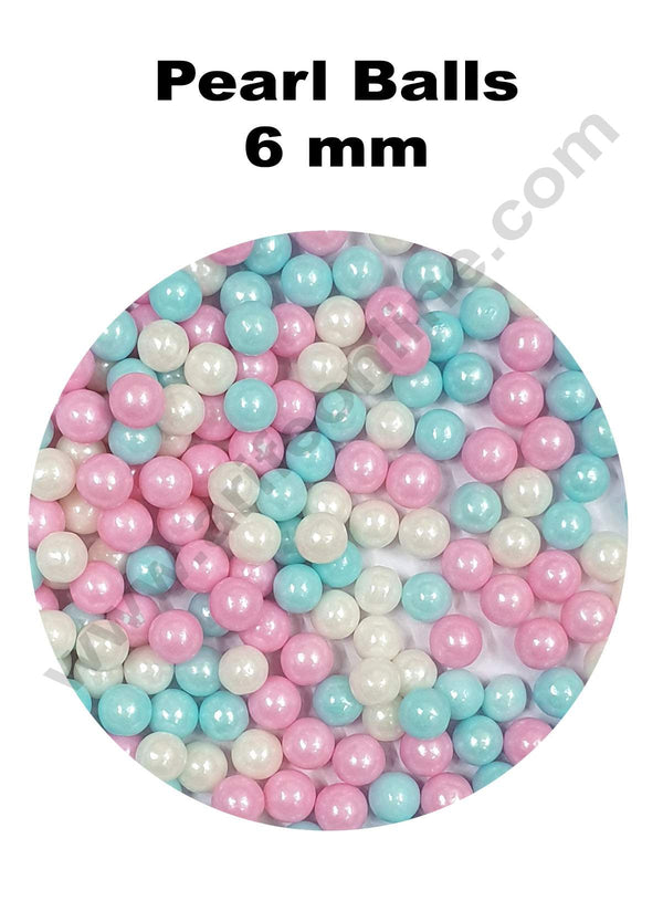 Cake Decor Sugar Candy - Candy Balls Pearl Balls Pink Blue White 6 mm