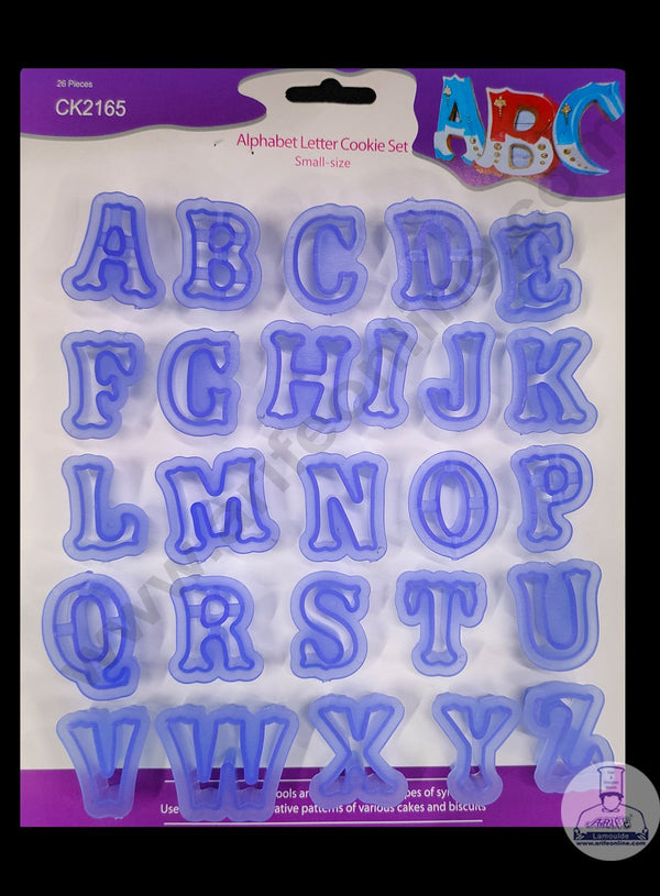 Cake Decor Plastic 26 pcs Small Uppercase Alphabet Cookie Stamping Set Plastic Fondant Cutter SBCK-2165