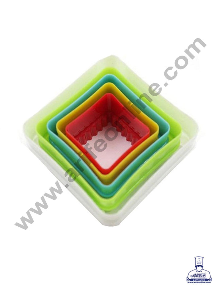Cake Decor Plastic 5 pcs Square Shaped Plastic Cookie Biscuit Pastry Fondant and Cake Cutter