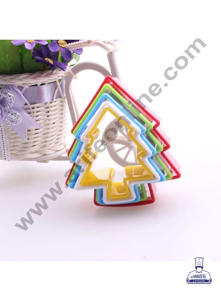 Cake Decor Plastic 5 pcs Tree Shaped Plastic Cookie Biscuit Pastry Fondant and Cake Cutter