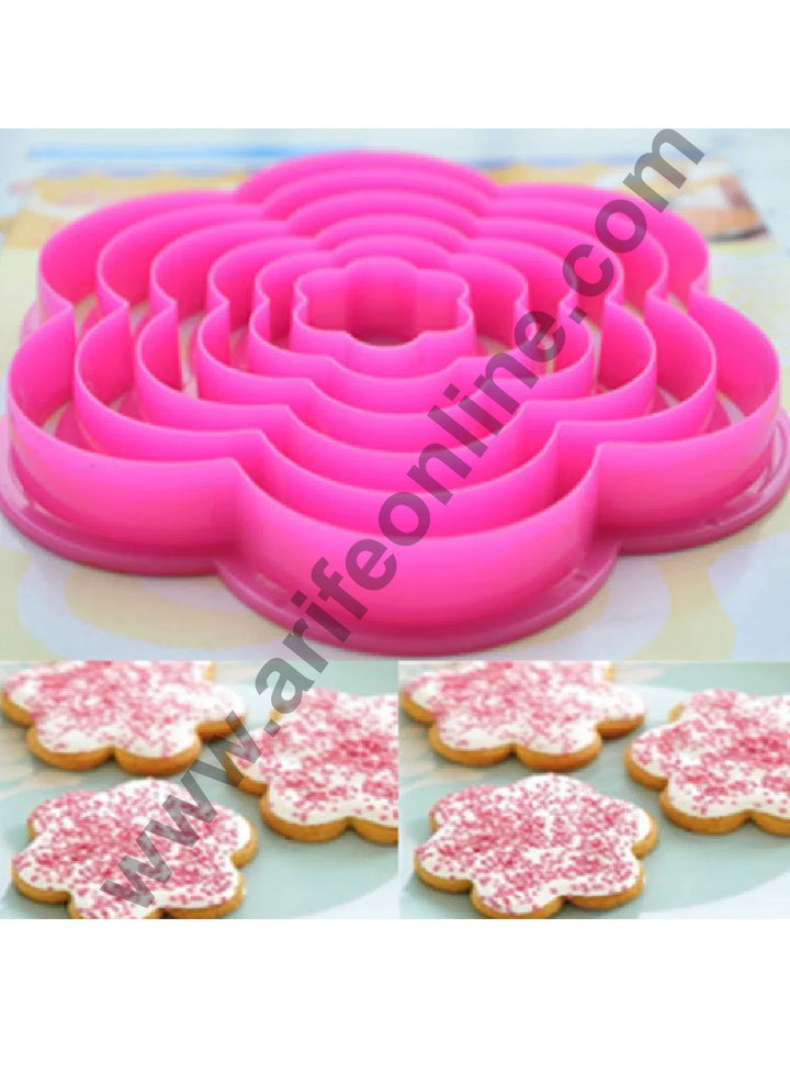Cake Decor Plastic 6pcs Flower Shaped Plastic Cookie Biscuit Pastry Fondant and Cake Cutter