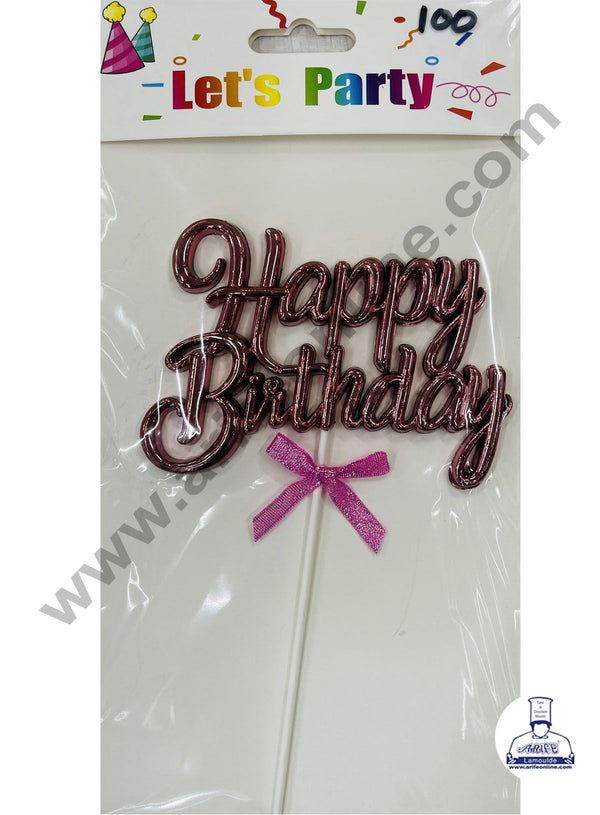 Cake Decor Plastic Balloon Style Happy Birthday Cake Toppers - Metallic Pink