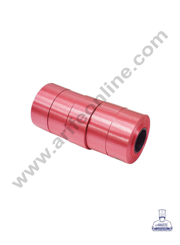 Cake Decor Plastic Curling Ribbon Roll for Flower Making Party Decoration & Festive Decoration - Set of 5pcs - Red