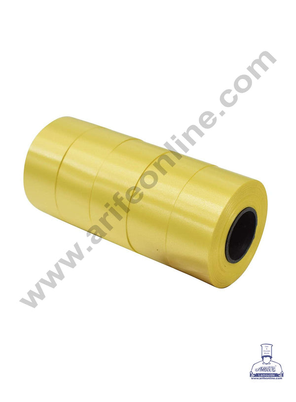 Cake Decor Plastic Curling Ribbon Roll for Flower Making Party Decoration & Festive Decoration - Set of 5pcs - Yellow