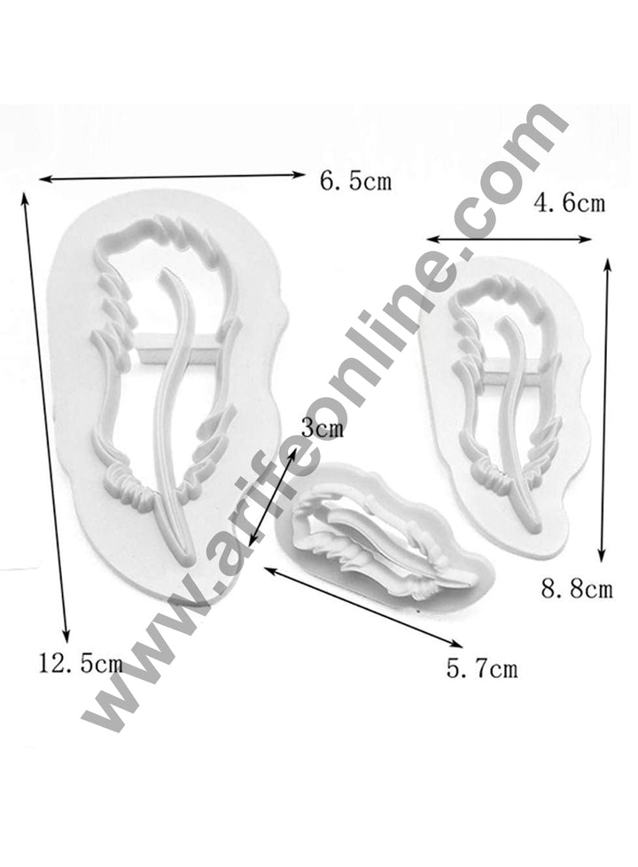 Cake Decor Plastic Fancy Feather Print Cookie Cutter Set Fondant Cutter Cake Cutter (Set Of 3)
