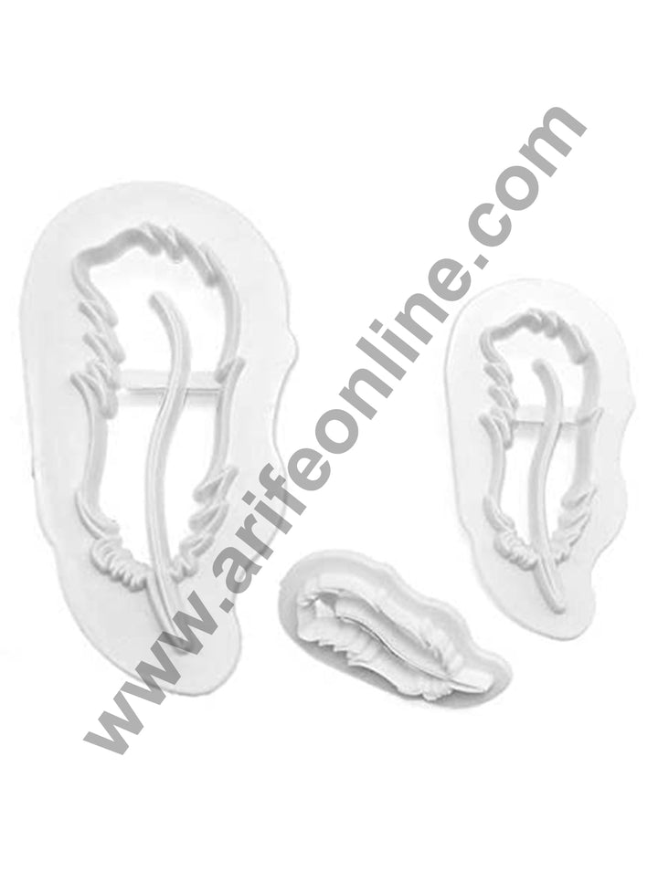 Cake Decor Plastic Fancy Feather Print Cookie Cutter Set Fondant Cutter Cake Cutter (Set Of 3)