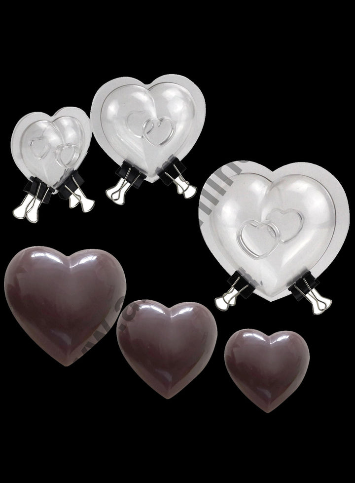 Cake Decor Polycarbonate 3D valentine Heart Shape Chocolate Mold Cake Decorating Chocolate Mould Tools ( 3 Different Sizes)