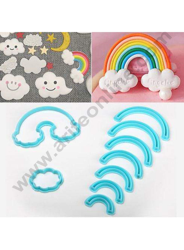 Cake Decor Rainbow and Cloud Cutter Set Plastic 9 Pc Set