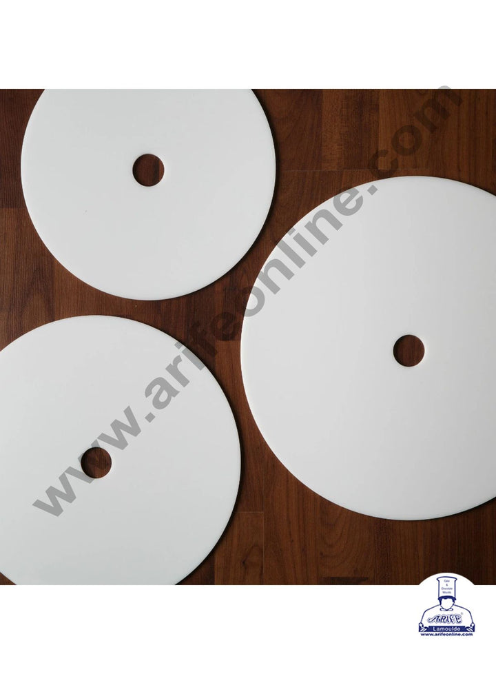 Cake Decor 10 Inch Round Clear Acrylic Cake Board With Hole Cake Cards (3mm thickness)