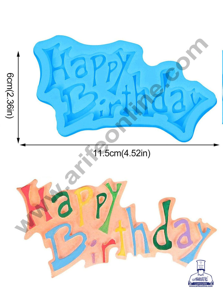 Cake Decor Silicon 1 Cavity Funky Happy Birthday Shape Fondant Clay Marzipan Cake Decoration Mould SBSP-744