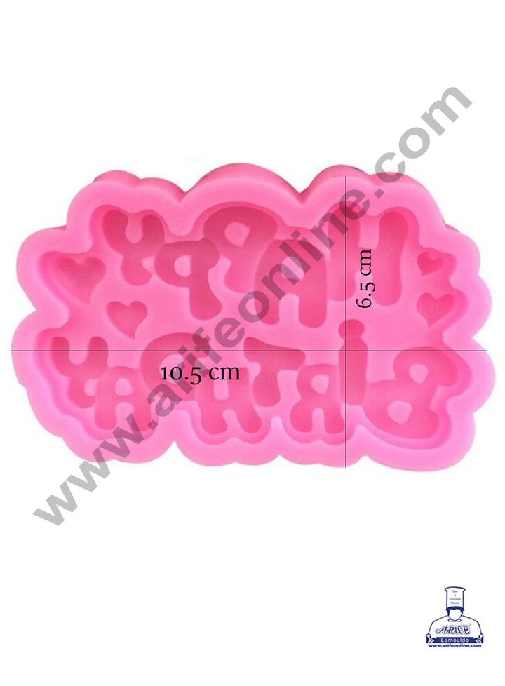 Cake Decor Silicon 1 Cavity Upper Latter Happy Birthday With Heart Shape Fondant Clay Marzipan Cake Decoration Mould SBSP-743