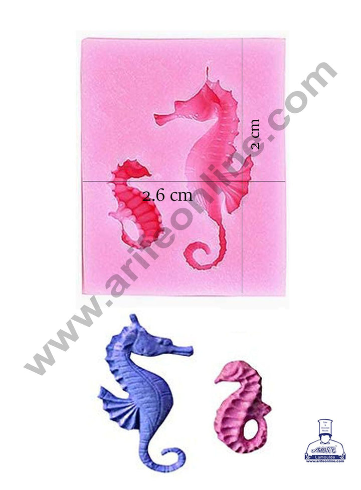 Cake Decor Silicon 2 Cavity Seahorse Shape Fondant Clay Marzipan Cake Decoration Mould SBSP-740