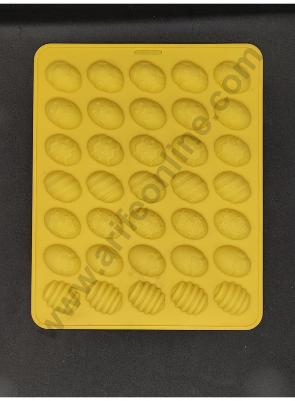 Cake Decor Silicon 35 Cavity Multi Egg Shapes or Easter Theme Brown Chocolate Mould, Ice Mould, Chocolate Decorating Mould