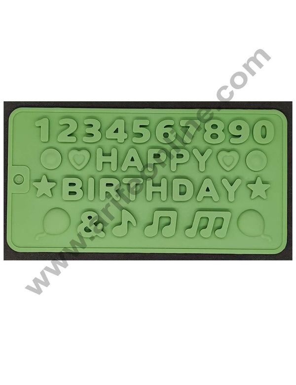Cake Decor Silicon 35 Cavity Number and Happy Birthday Brown Chocolate Mould, Ice Mould, Chocolate Decorating Mould