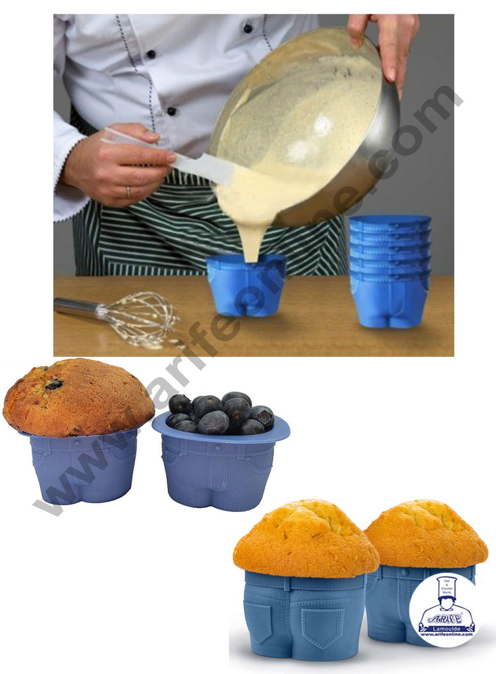 Cake Decor Silicon 4 pc Denim Jeans Shape Muffin Top Silicone Mould Muffin Cupcake Mould (SBSM-738)