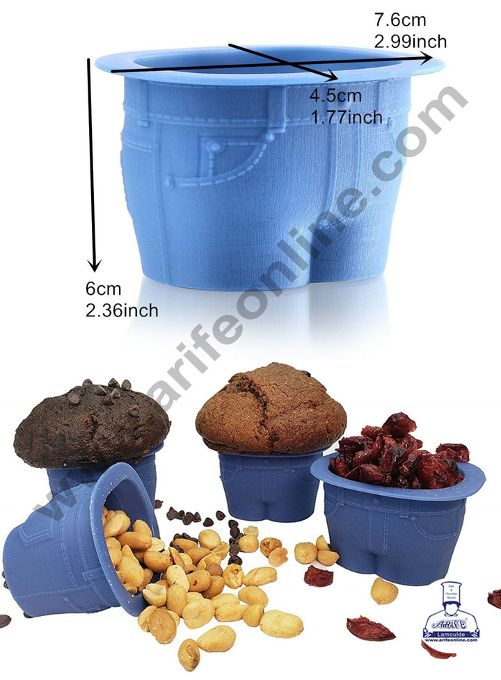 Cake Decor Silicon 4 pc Denim Jeans Shape Muffin Top Silicone Mould Muffin Cupcake Mould (SBSM-738)