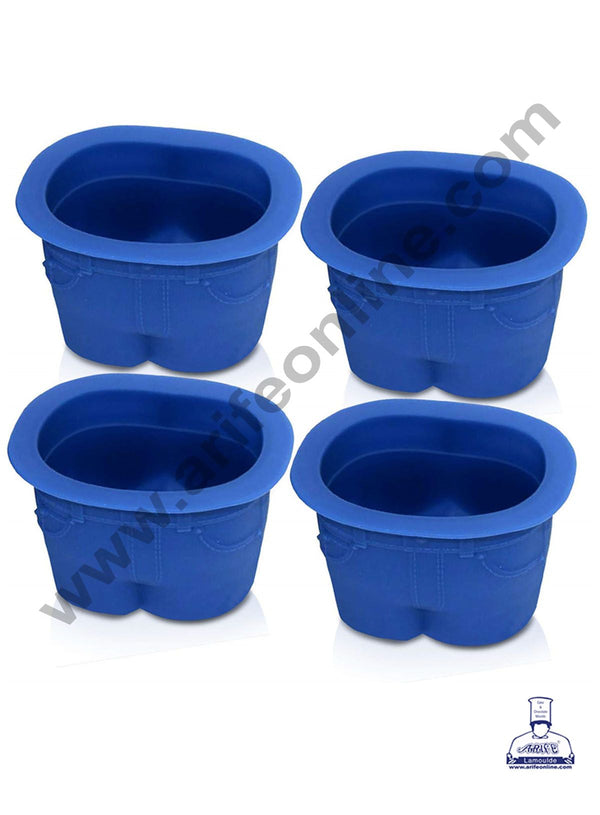 Cake Decor Silicon 4 pc Denim Jeans Shape Muffin Top Silicone Mould Muffin Cupcake Mould (SBSM-738)