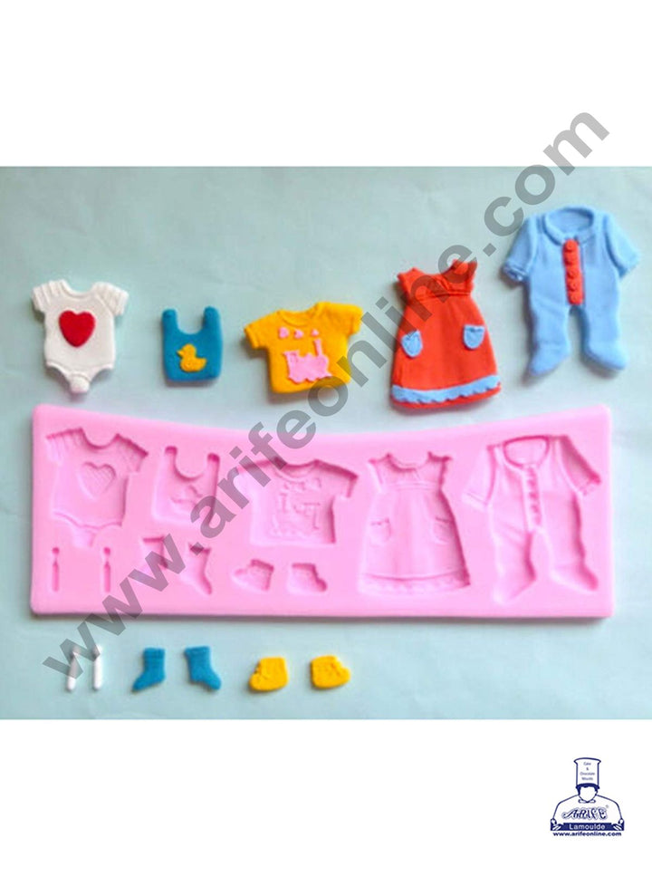 Cake Decor Silicon 5 Cavity Baby Shower Dresses Silicone Fondant Mould Marzipan Mould