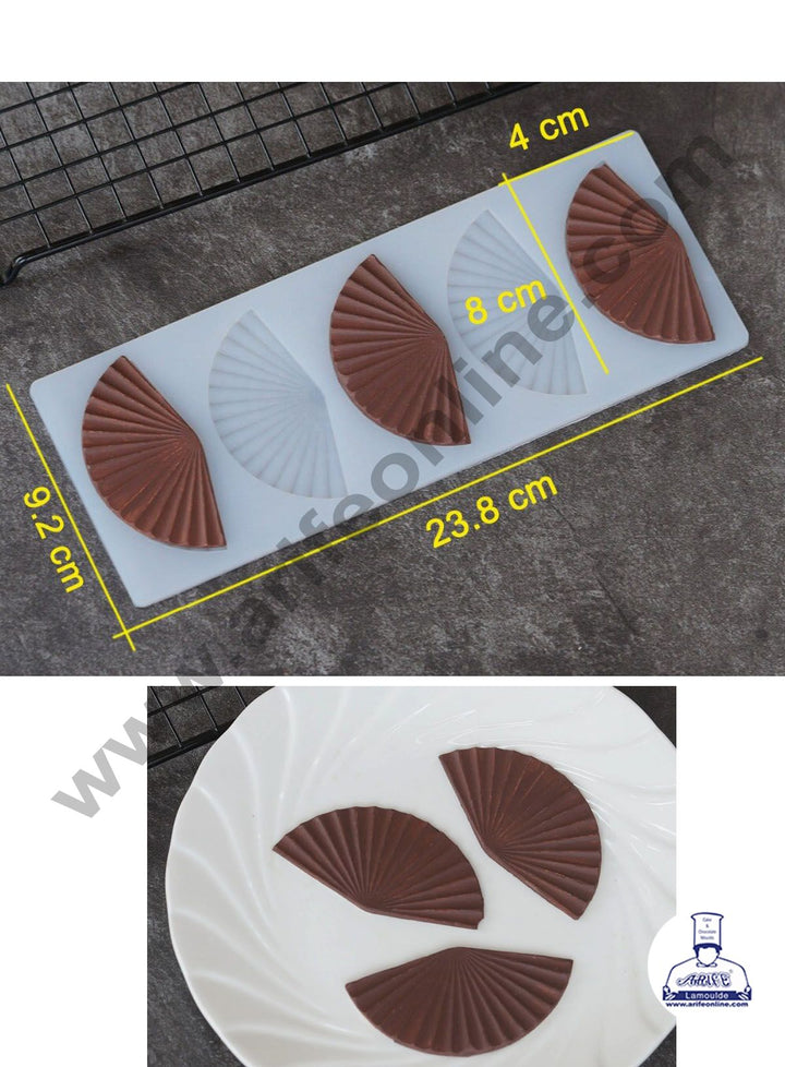 Cake Decor Silicon 5 in 1 Fan Shape Chocolate Garnishing Mould Cake Insert Decoration Mould