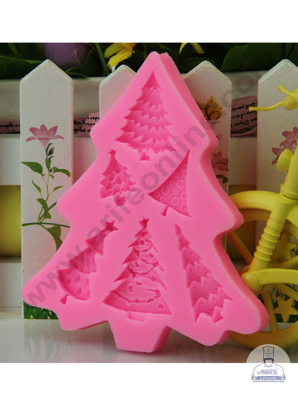 Cake Decor Silicon 6 Cavity Christmas Trees Shapes Silicone Fondant Mould Marzipan Mould