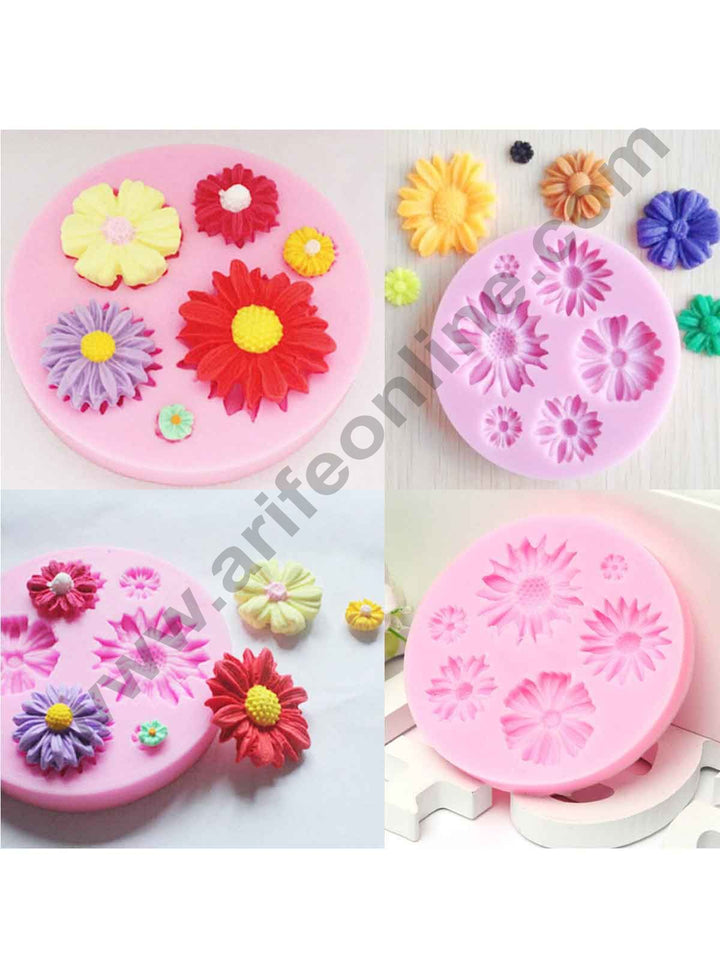 Cake Decor Silicon 6 Cavity Flowers Silicone Fondant Mould Marzipan Mould