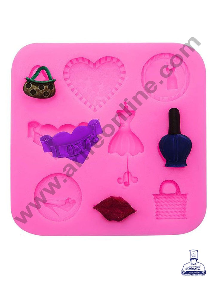 Cake Decor Silicon 9 Cavity Heart Bag Lips Bag And More Shape Fondant Clay Marzipan Cake Decoration Mould SBSP-742