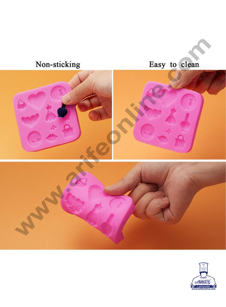 Cake Decor Silicon 9 Cavity Heart Bag Lips Bag And More Shape Fondant Clay Marzipan Cake Decoration Mould SBSP-742