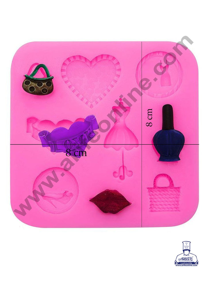 Cake Decor Silicon 9 Cavity Heart Bag Lips Bag And More Shape Fondant Clay Marzipan Cake Decoration Mould SBSP-742