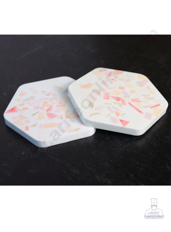 Cake Decor Silicon Resin Moulds - 1 Cavity Hexagon Coaster Mould - 4 Inch SBURP165-RM
