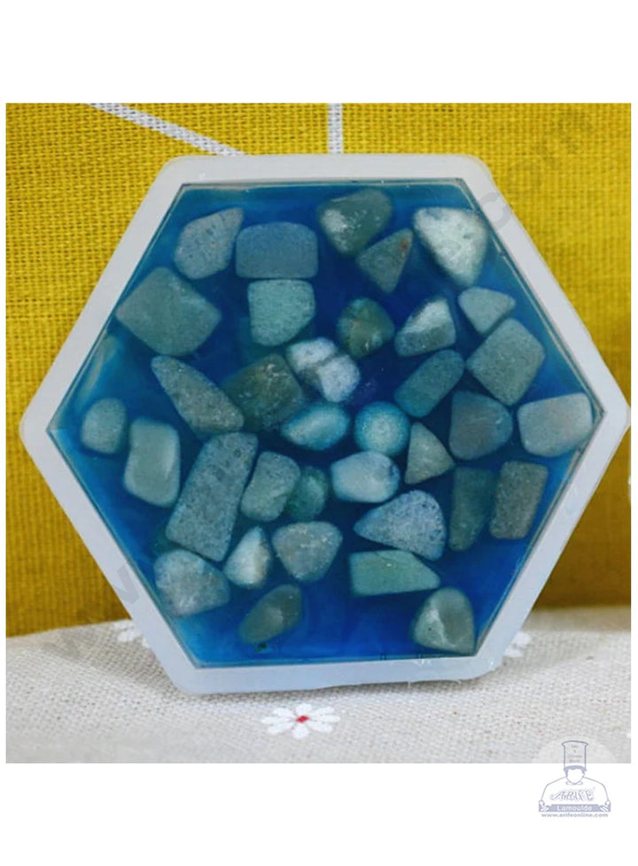 Cake Decor Silicon Resin Moulds - 1 Cavity Hexagon Coaster Mould - 4 Inch SBURP165-RM